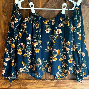 Anthropology 4SI3NNA Womens floral top boho flowy off shoulder sz small‎ euc